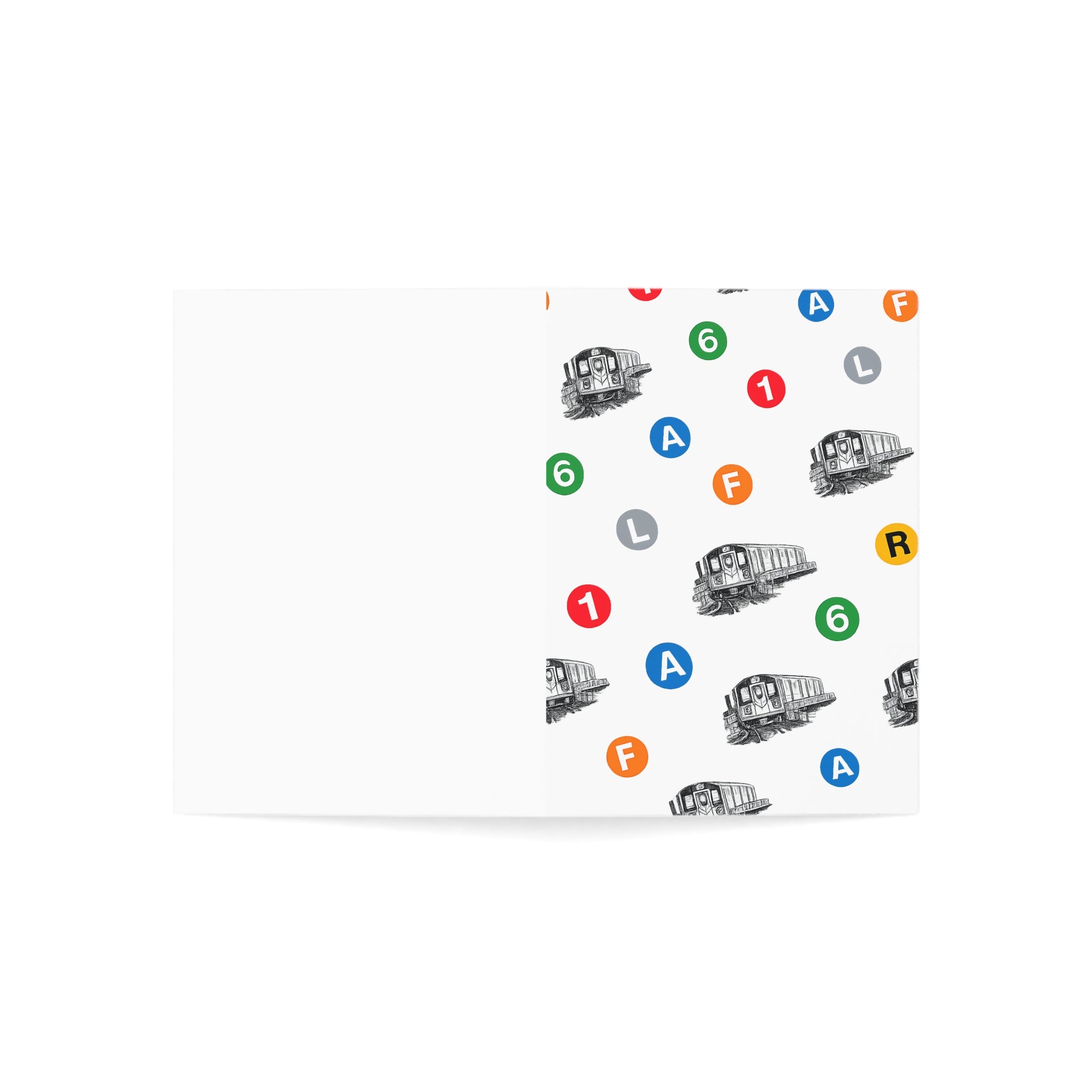 New York Subway Train Transit Icons Greeting Cards | NYC Metro Subway Pattern Blank Note Card Set