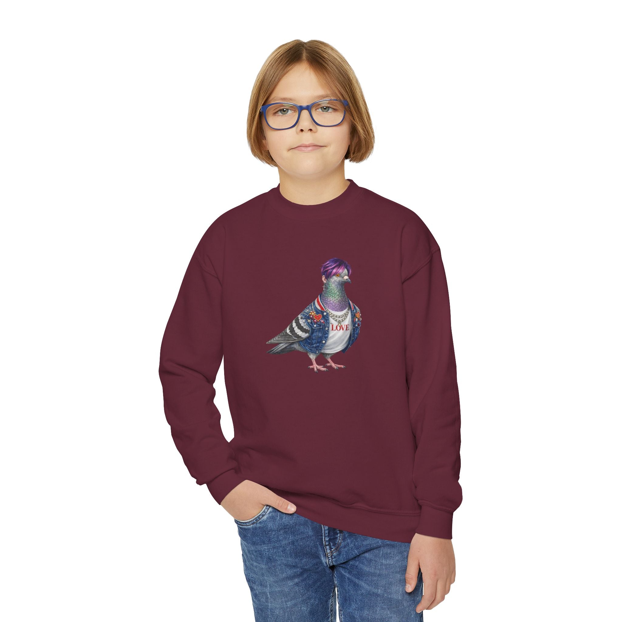Sudadera de cuello redondo para niños con paloma de Koreatown, Nueva York, personalizable, para niños, suéter de pájaro para amantes de KPop de Nueva York