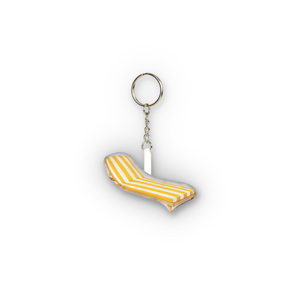 Chaise Lounge Mini Plush Keychain - Striped Cabana Chair Coastal Style Bag Charm
