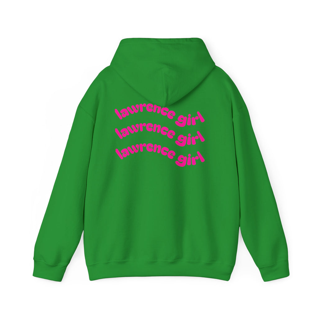 Lawrence Girl Hoodie – Retro Pink Wave Back Print Hooded Sweatshirt