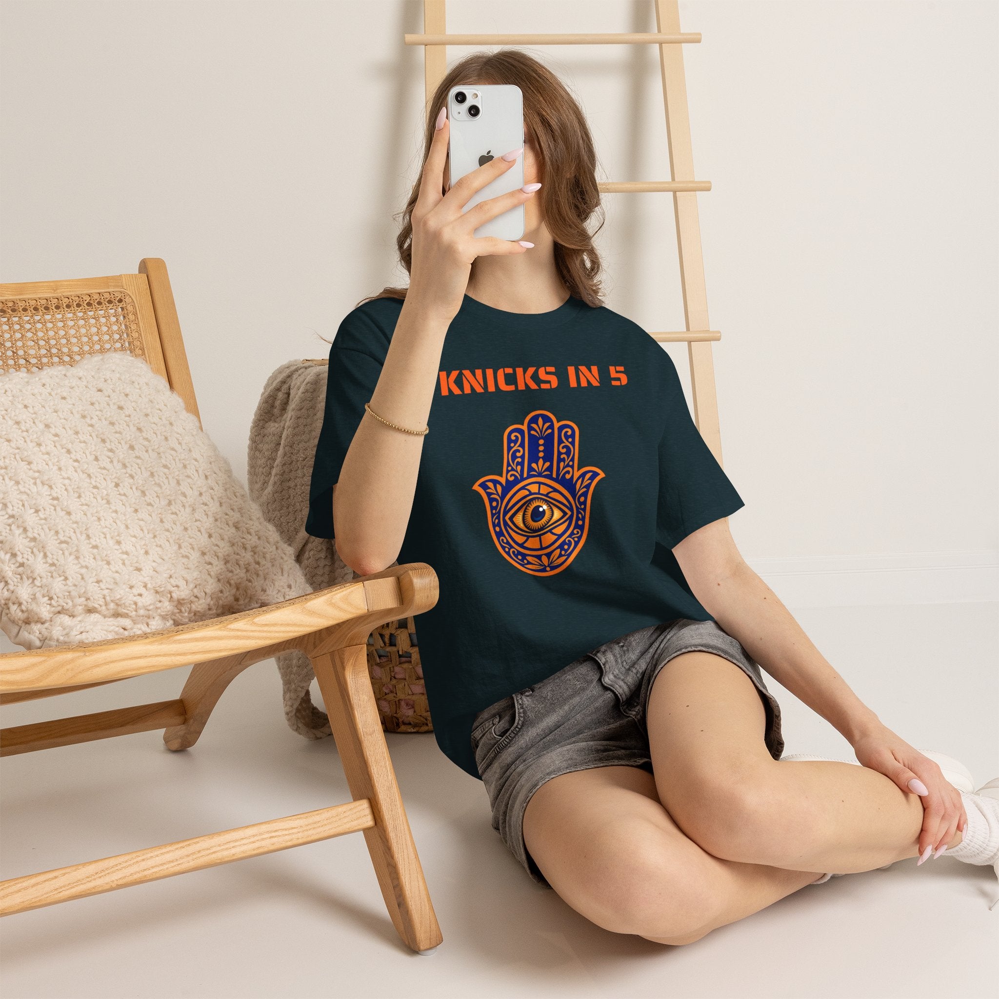 Knicks In Five Tee | New York Basketball Hamsa T-Shirt