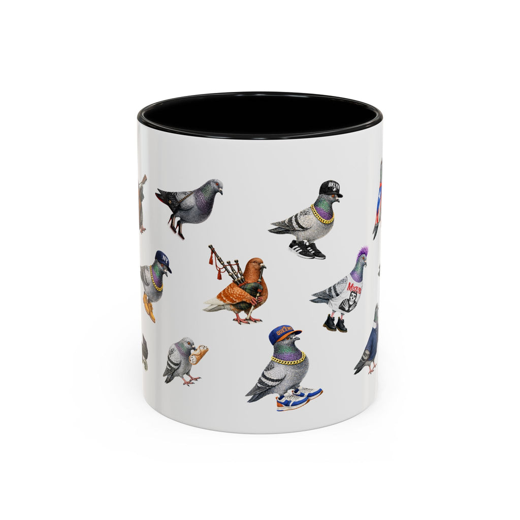 Pigeons of New York Colorful Accent Mug | NYC Pigeon Bird Lovers Coffee Cup