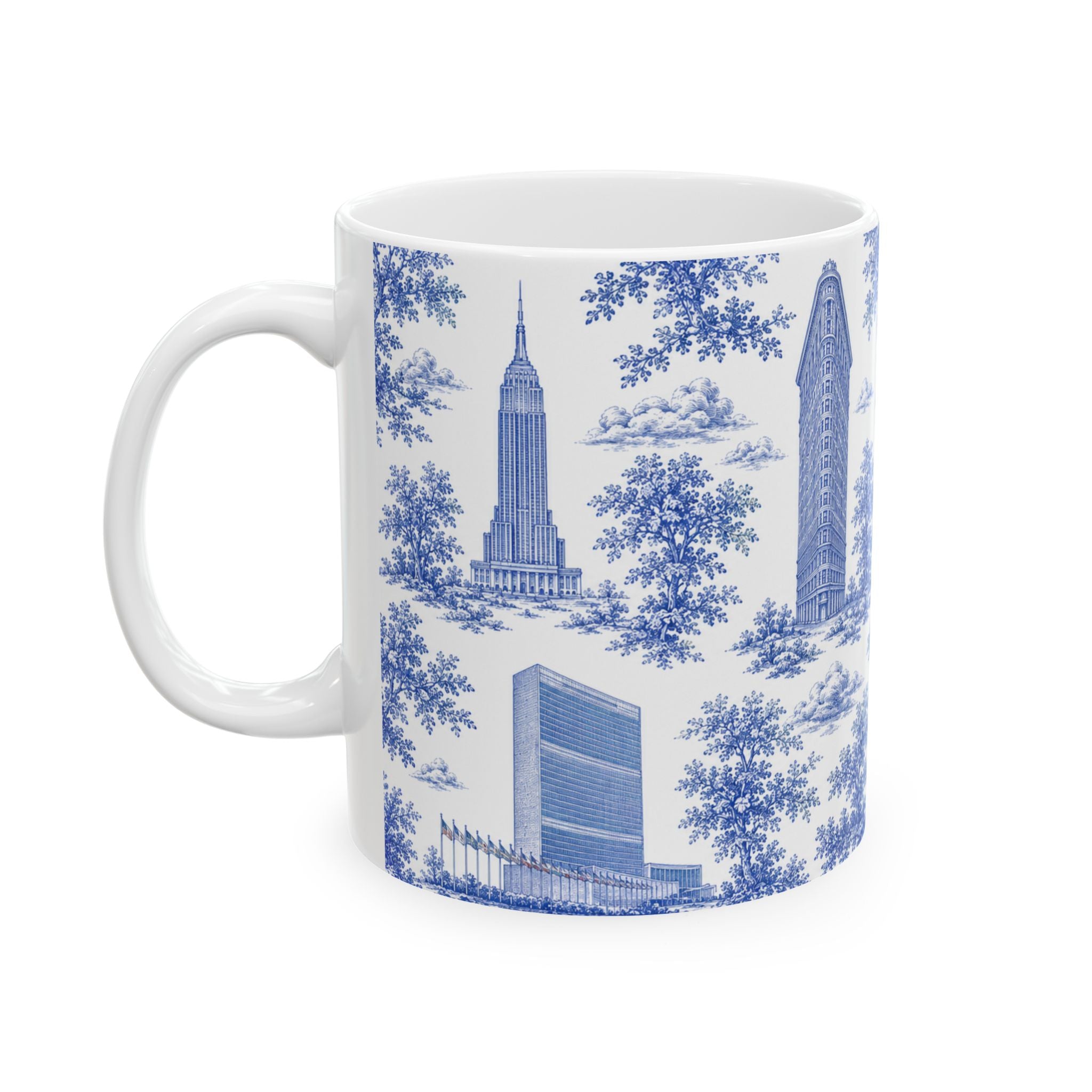 Manhattan Blue Toile de Jouy Mug | New York City Chinoiserie Ceramic Mug