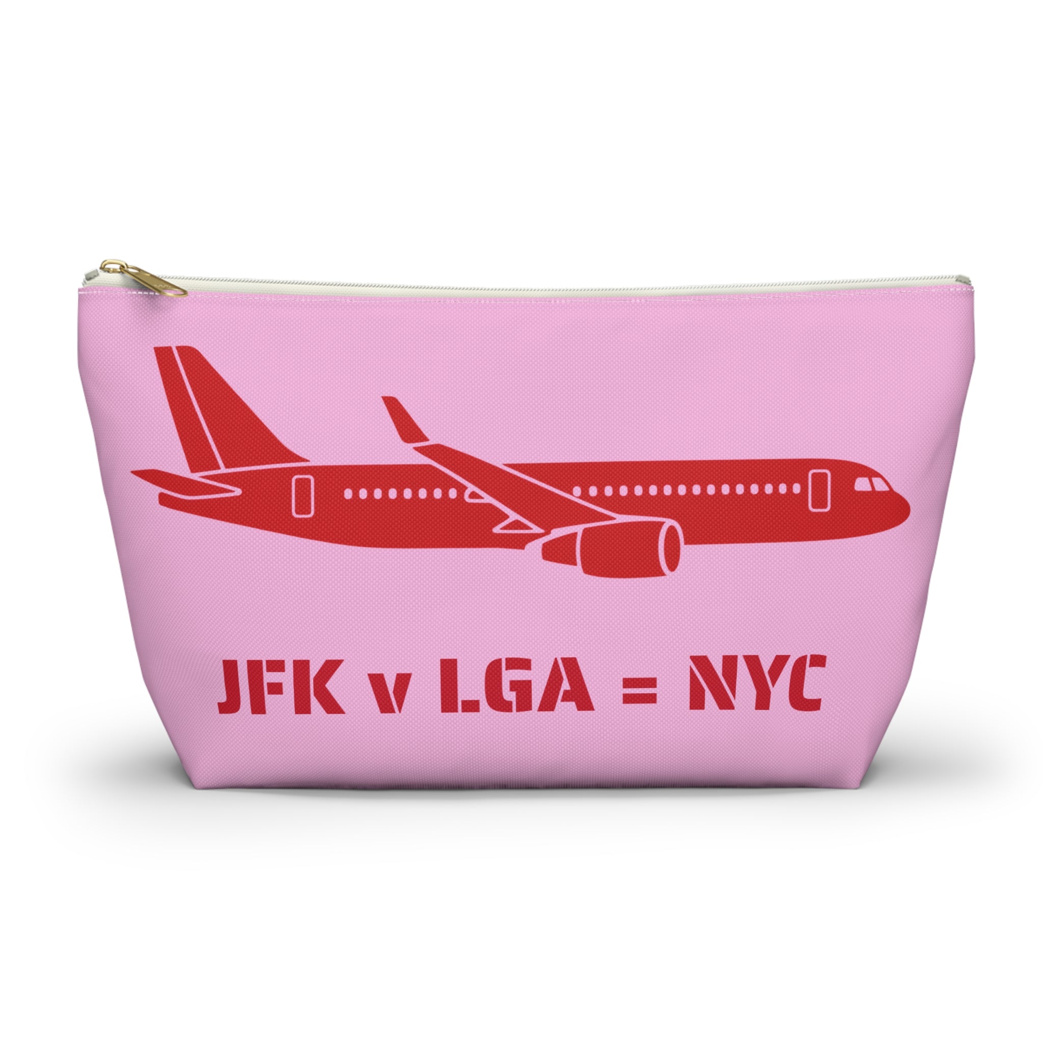 NYC Airport Plane Travel Accessory Pouch — 'JFK v LGA = NYC' Travel Day Makeup Bag