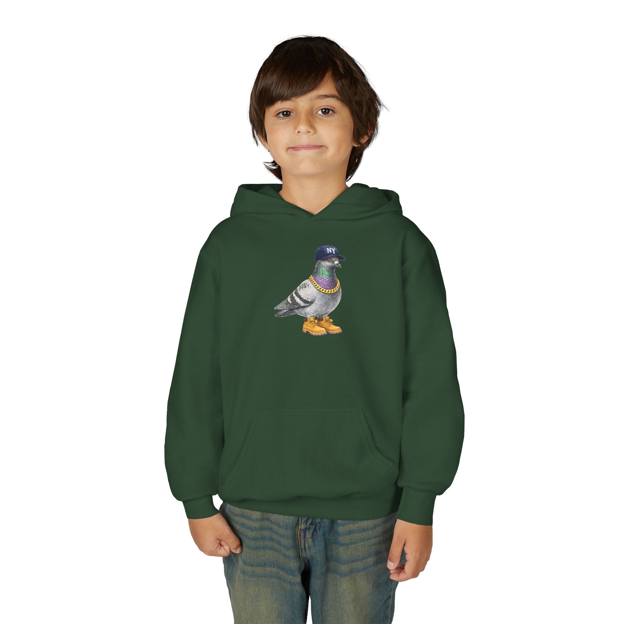 Customizable Bronx NYC Pigeon NYC Kids Hoodie | New York Baseball Sports Fan Bird Lovers Childrens Hooded Sweatshirt
