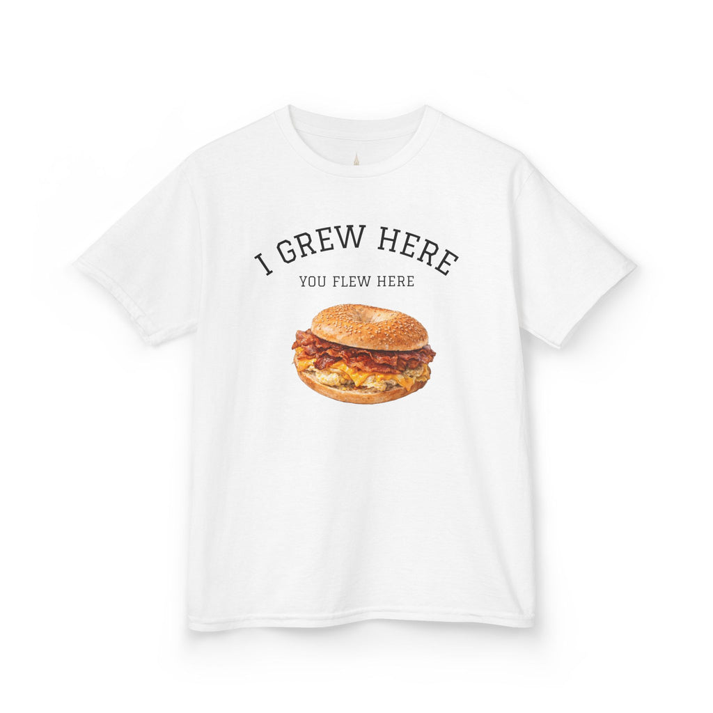 Bacon Egg and Cheese NYC Kids Tee —  I Grew Here You Flew Here T-Shirt for Children