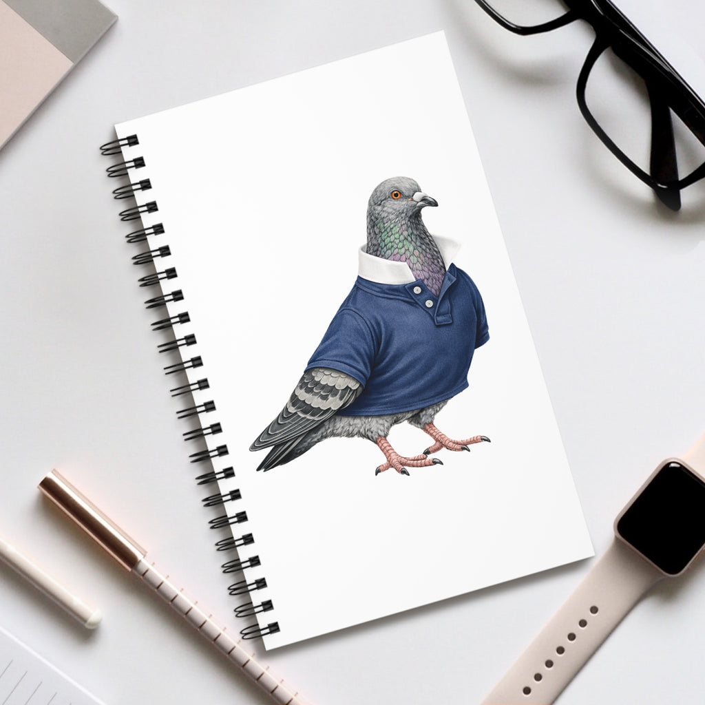 Customizable Upper East Side NYC Pigeon Spiral Journal | UES Preppy Polo Bird Lovers Notebook