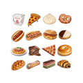 New York City Cartoony Foods Sticker Sheet — NYC Foodie Pizza, Bagel, Dumplings Food Influencer Stickers