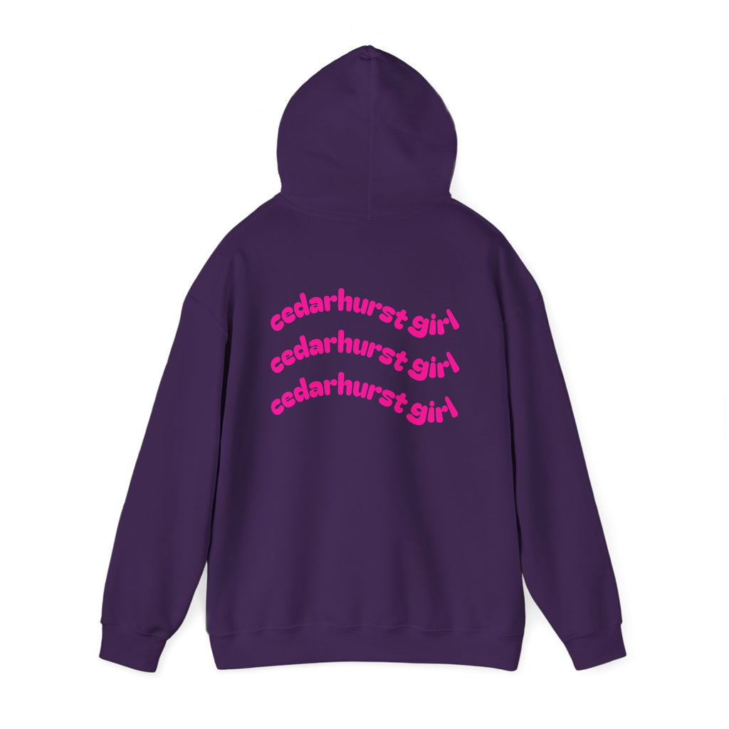 Cedarhurst Girl Hoodie – Retro Pink Wave Back Print Hooded Sweatshirt