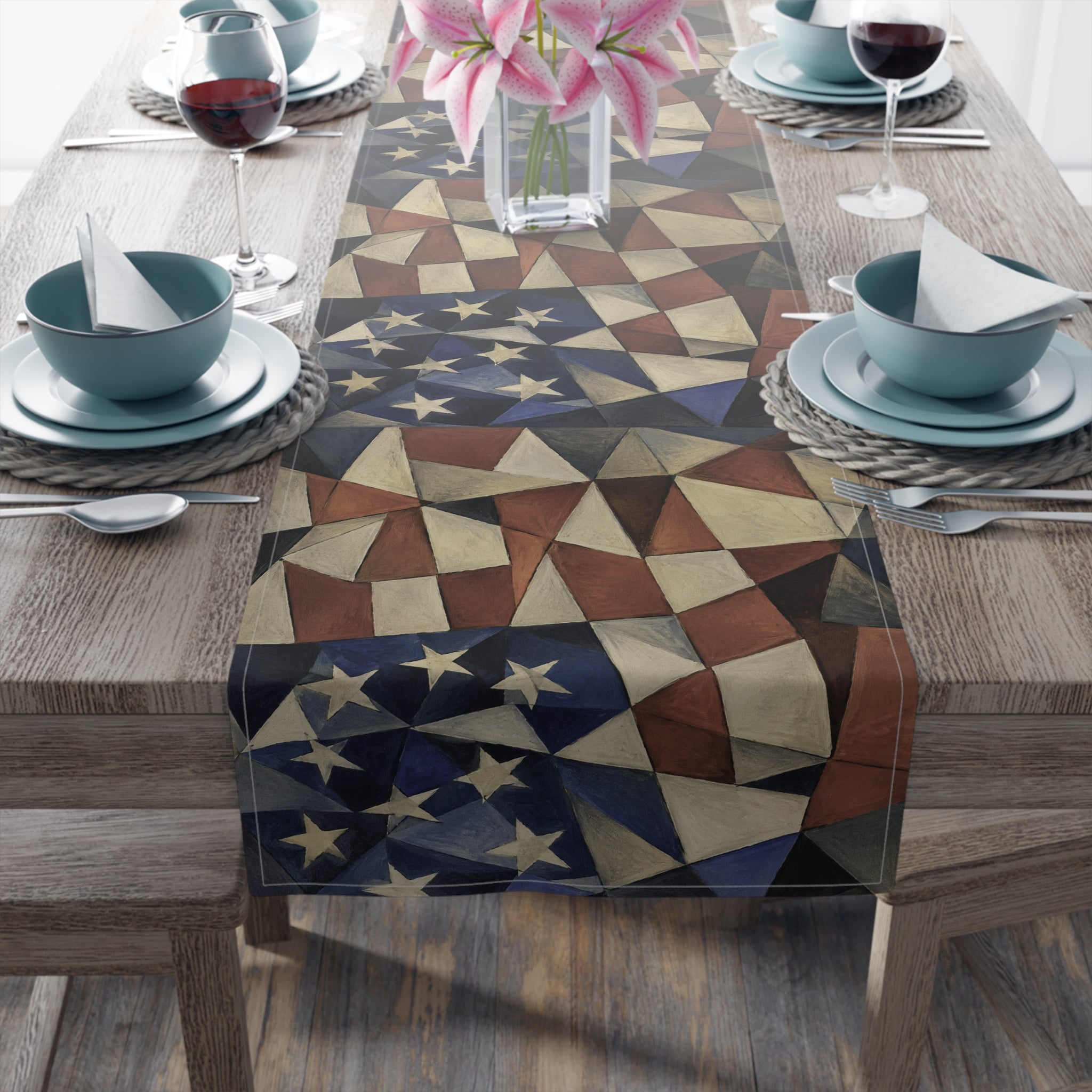 4th of July Table Runner — America 250 Red, White and Blue Table Runner