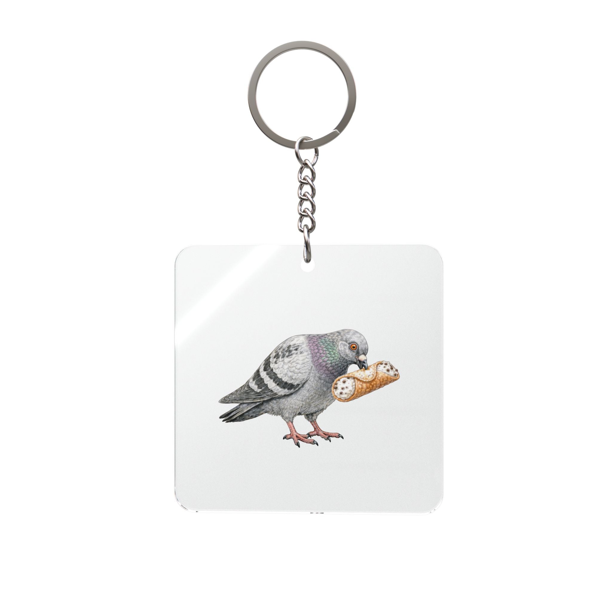 Customizable Arthur Avenue NYC Pigeon Square Keychain | Bronx Little Italy Bird Lovers Keyring Gift