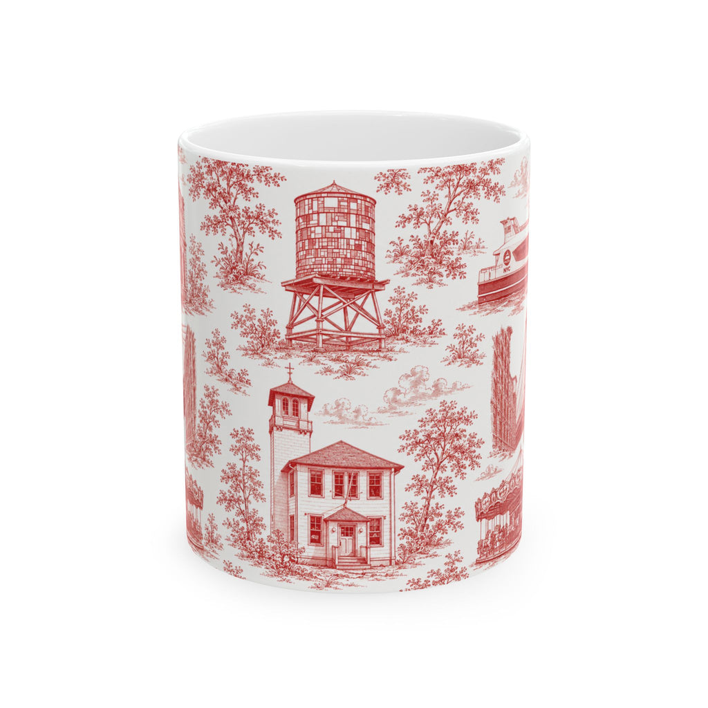 DUMBO Red Toile de Jouy Mug | NYC Chinoiserie Ceramic Coffee Cup