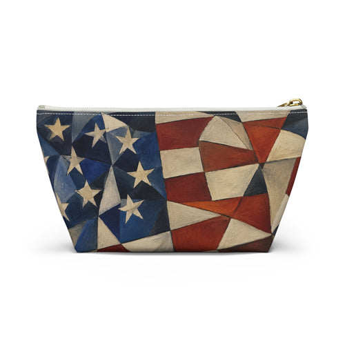 4th of July Accessory Pouch — Red, White and Blue T-Bottom Makeup Bag