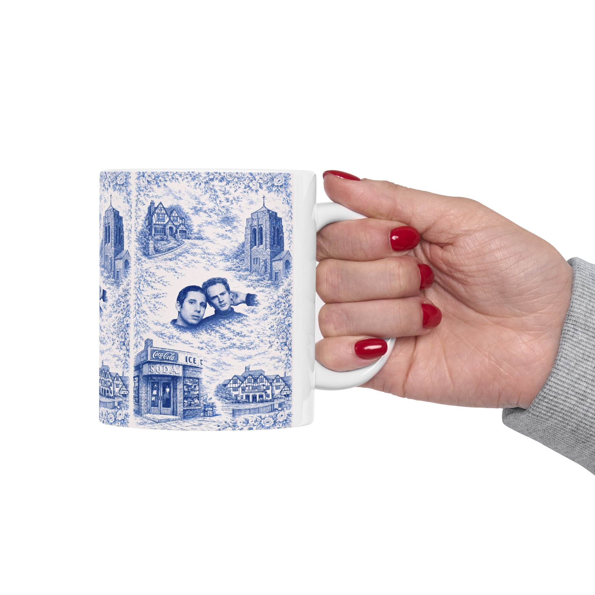 Forest Hills Blue and White Toile De Jouy Mug | Queens Chinoiserie