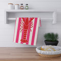 Hamptons Lobster Pink Tea Towel — ink & White Stripes Kitchen Linen