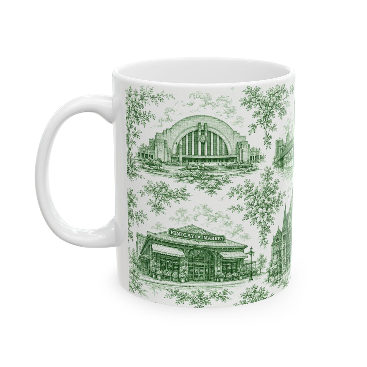 Cincinnati Blue Toile de Jouy Ceramic Mug — Coffee mug 11oz