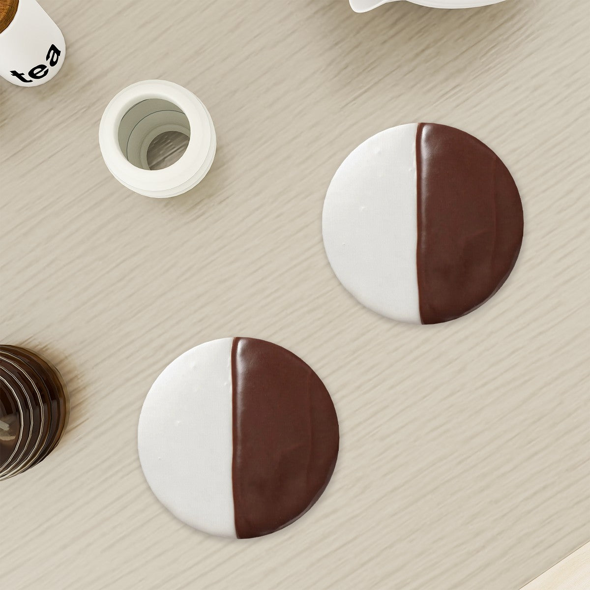 Black and White Cookie Coaster Set of 4