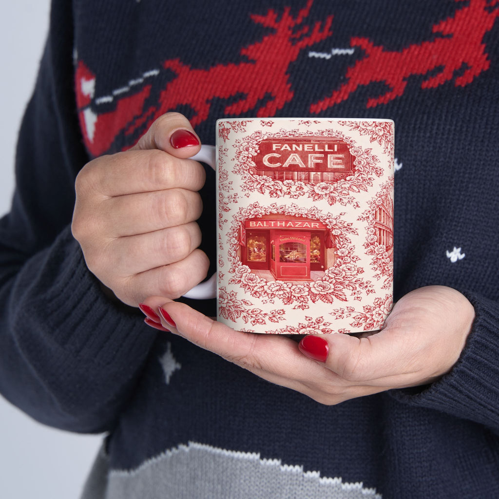 SoHo Red Toile de Jouy Mug | NYC Chinoiserie Ceramic Coffee Cup