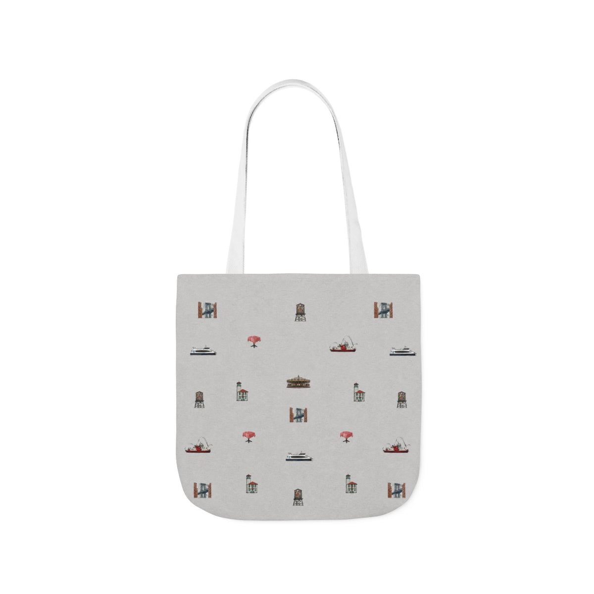 Icons of DUMBO Canvas Tote — Illustrated Miniature Brooklyn Icons Tote Bag