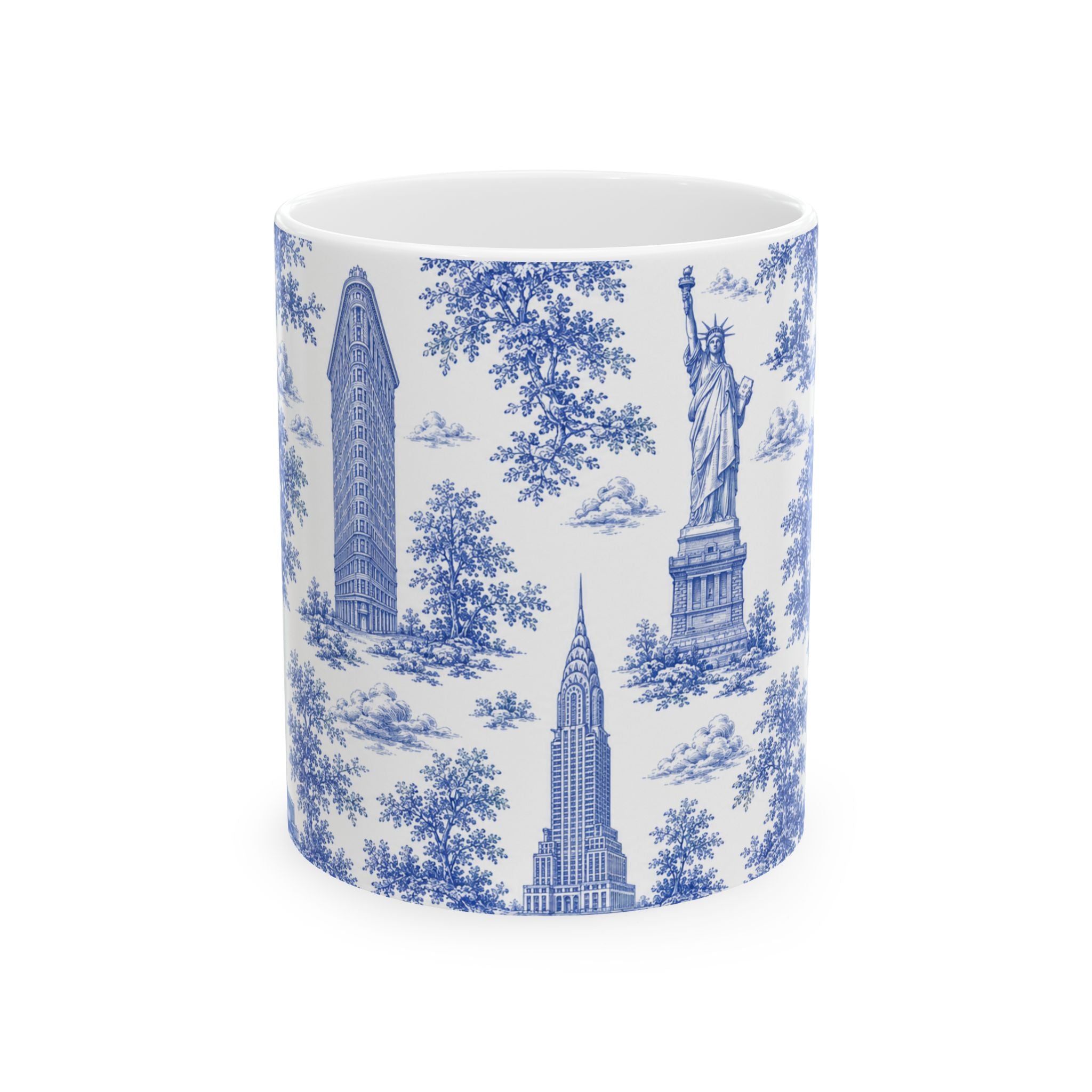 Manhattan Blue Toile de Jouy Mug | New York City Chinoiserie Ceramic Mug