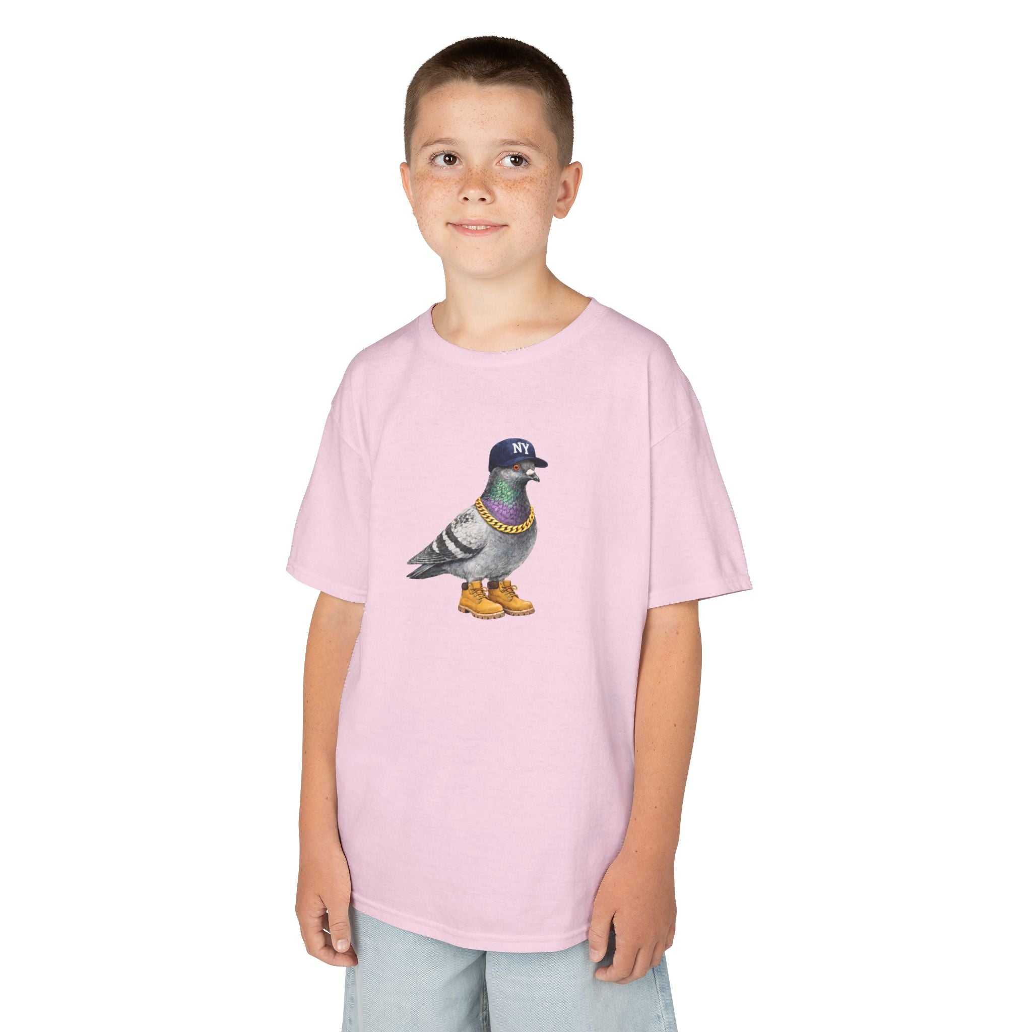 Camiseta infantil personalizable con paloma del Bronx de Nueva York — Camiseta con simpático pájaro aficionado al béisbol para niños