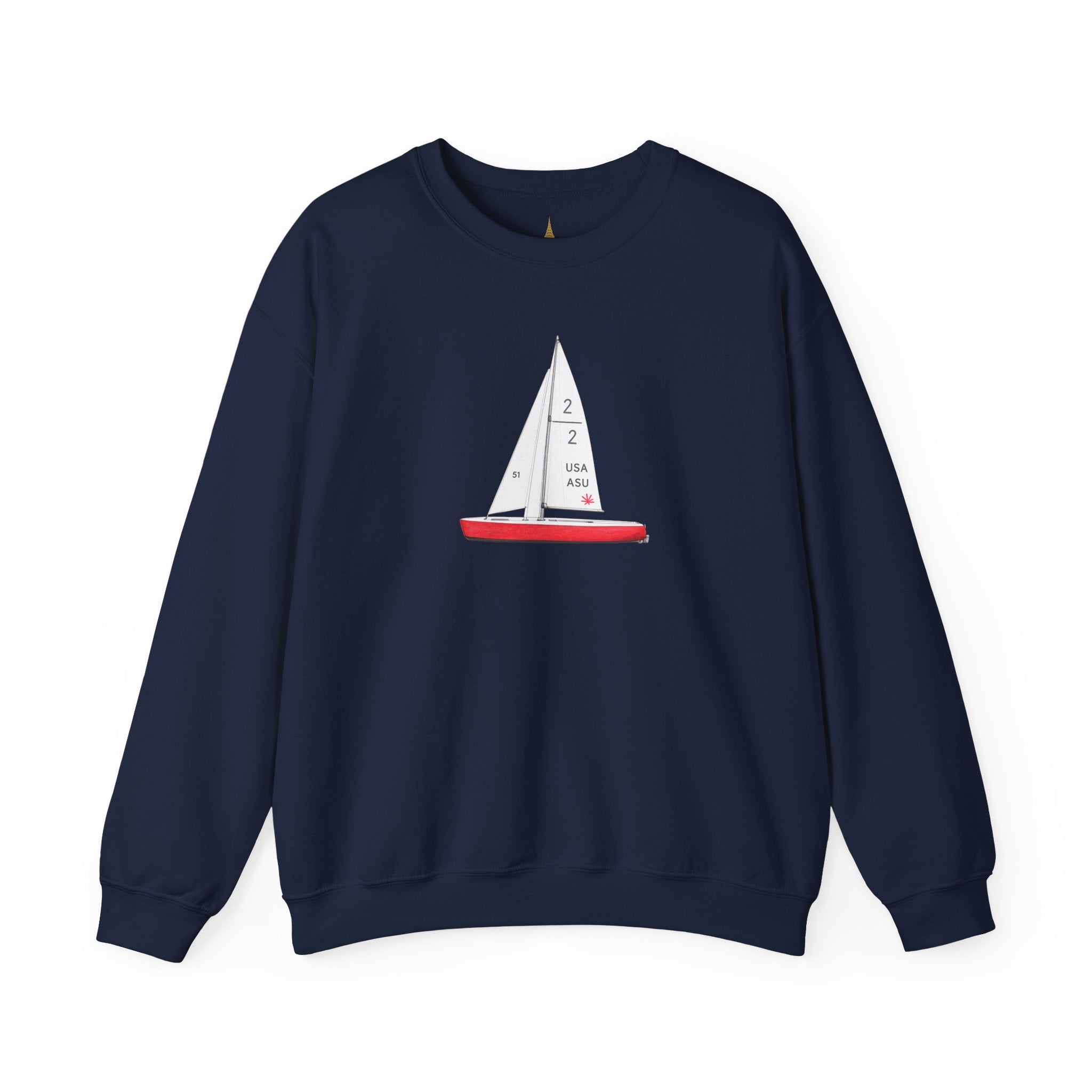 Central Park Model Sailboat Crewneck Sweatshirt — NYC Coastal Nautical Graphic Sweater