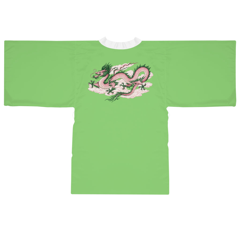 Chinatown Dragon Kimono Robe — Green Chinese Dragon Long Sleeve House Robe