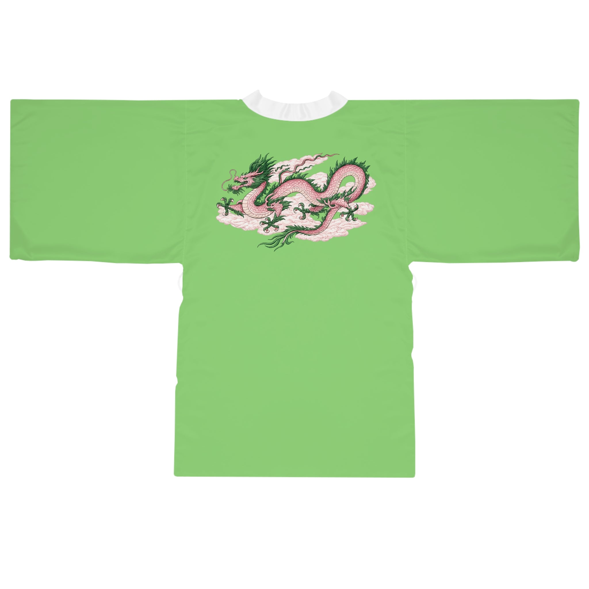 Chinatown Dragon Kimono Robe — Green Chinese Dragon Long Sleeve House Robe