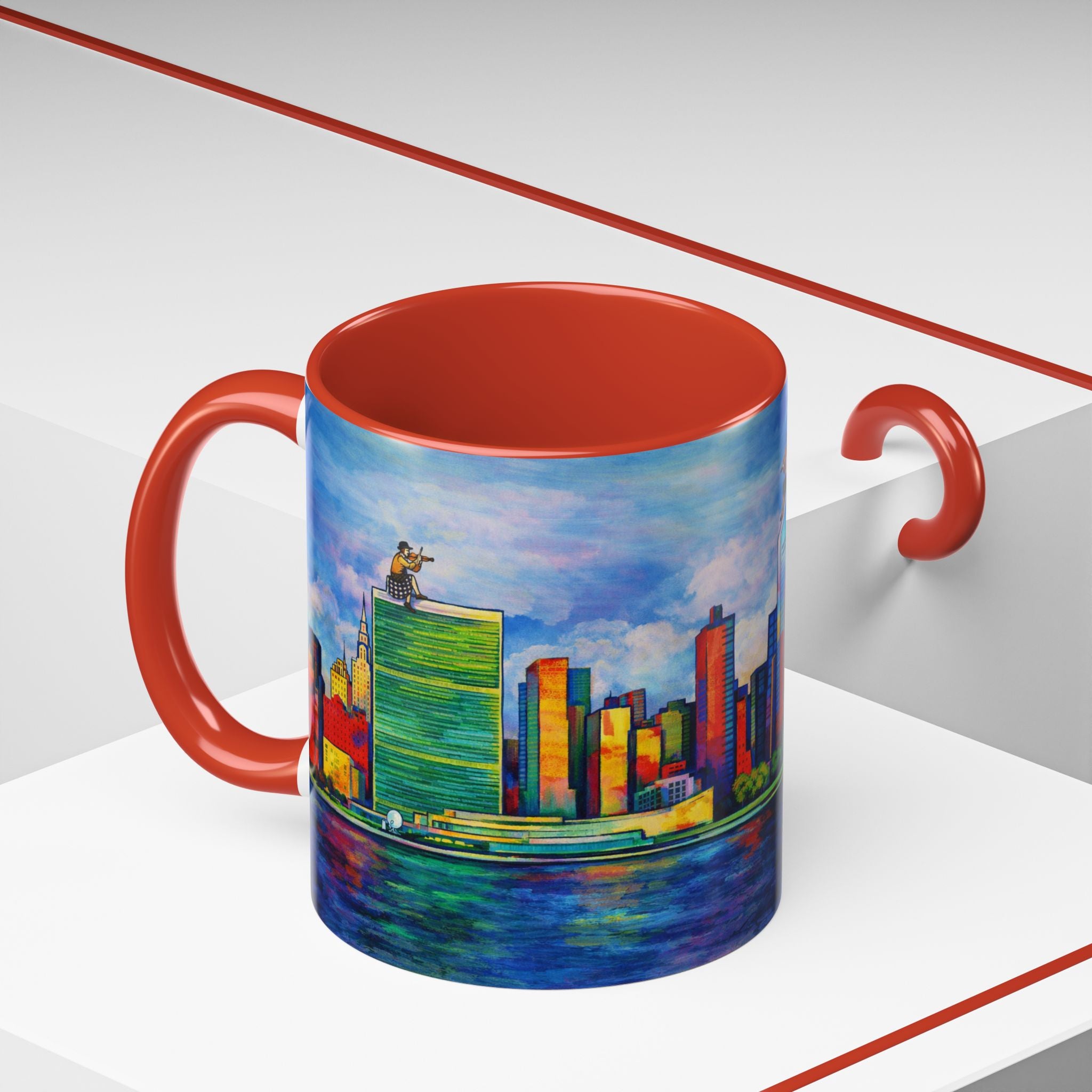 Fiddler on the Manhattan Roof  Marc Chagall-inspired Fan Art NYC Accent Coffee Mug