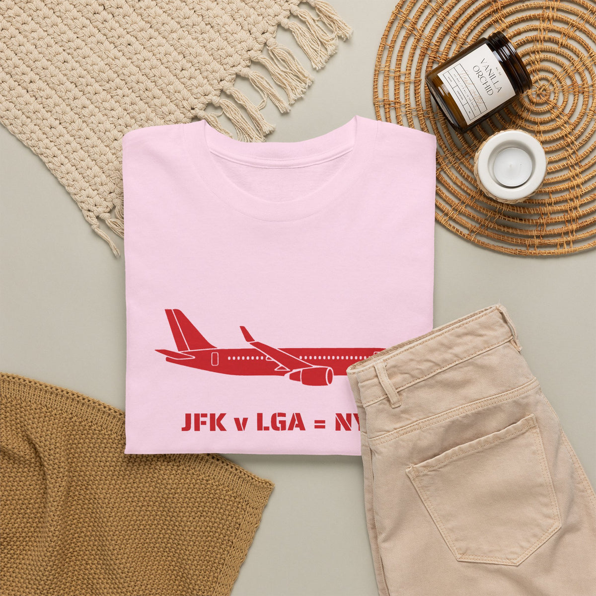 Travel Day NYC Airport Comfy Flight Tee — "JFK v LGA = NYC" Travel Math Airplane T-Shirt