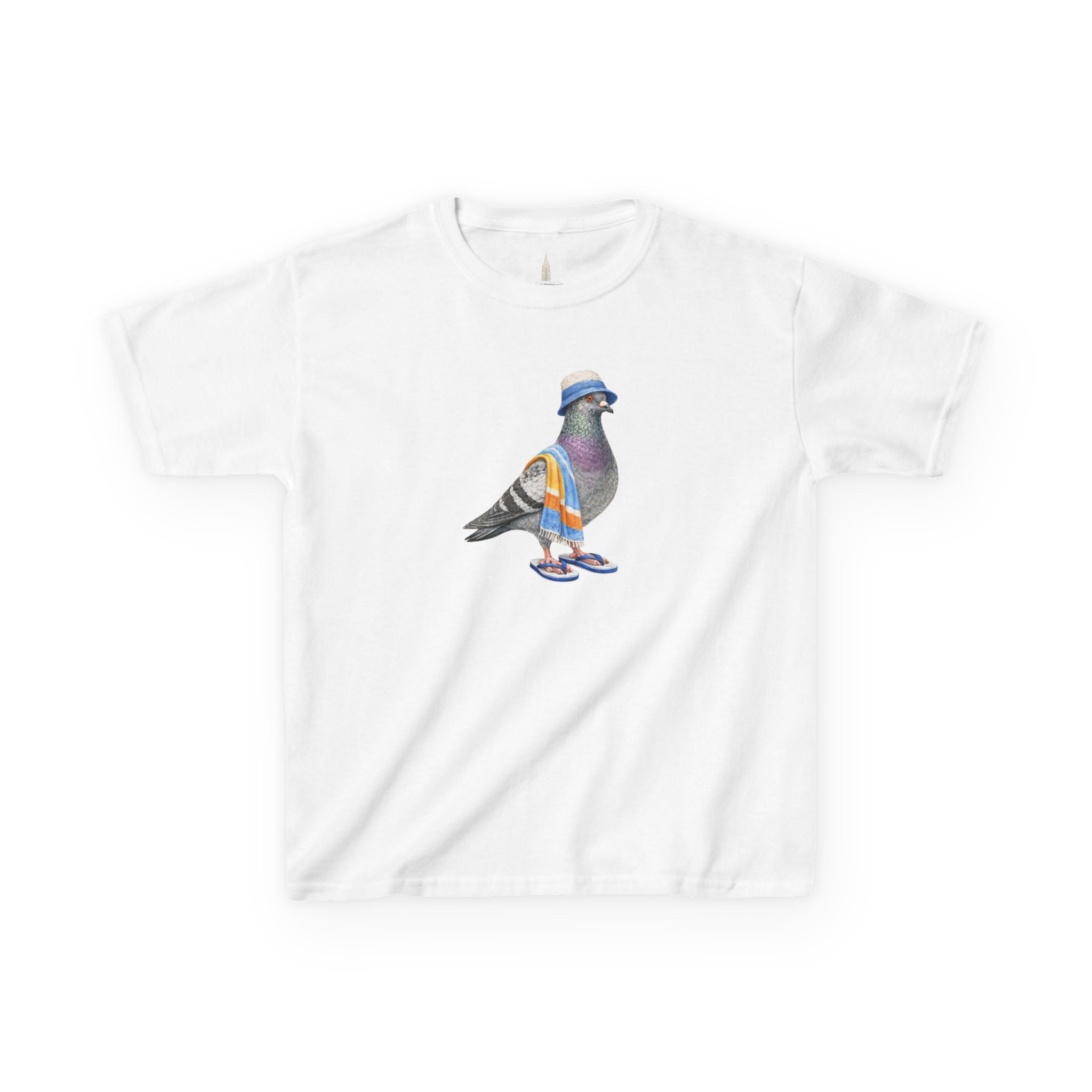 Customizable Coney Island NYC Pigeon Kid Tee —  Cute Bird Beach Bum T-Shirt for Children