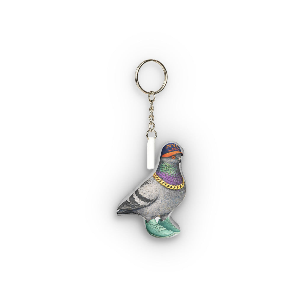 Manhattan NYC Pigeon Mini Plush Keychain | New York Basketball Fan Bird Lovers Plushie Bag Charm