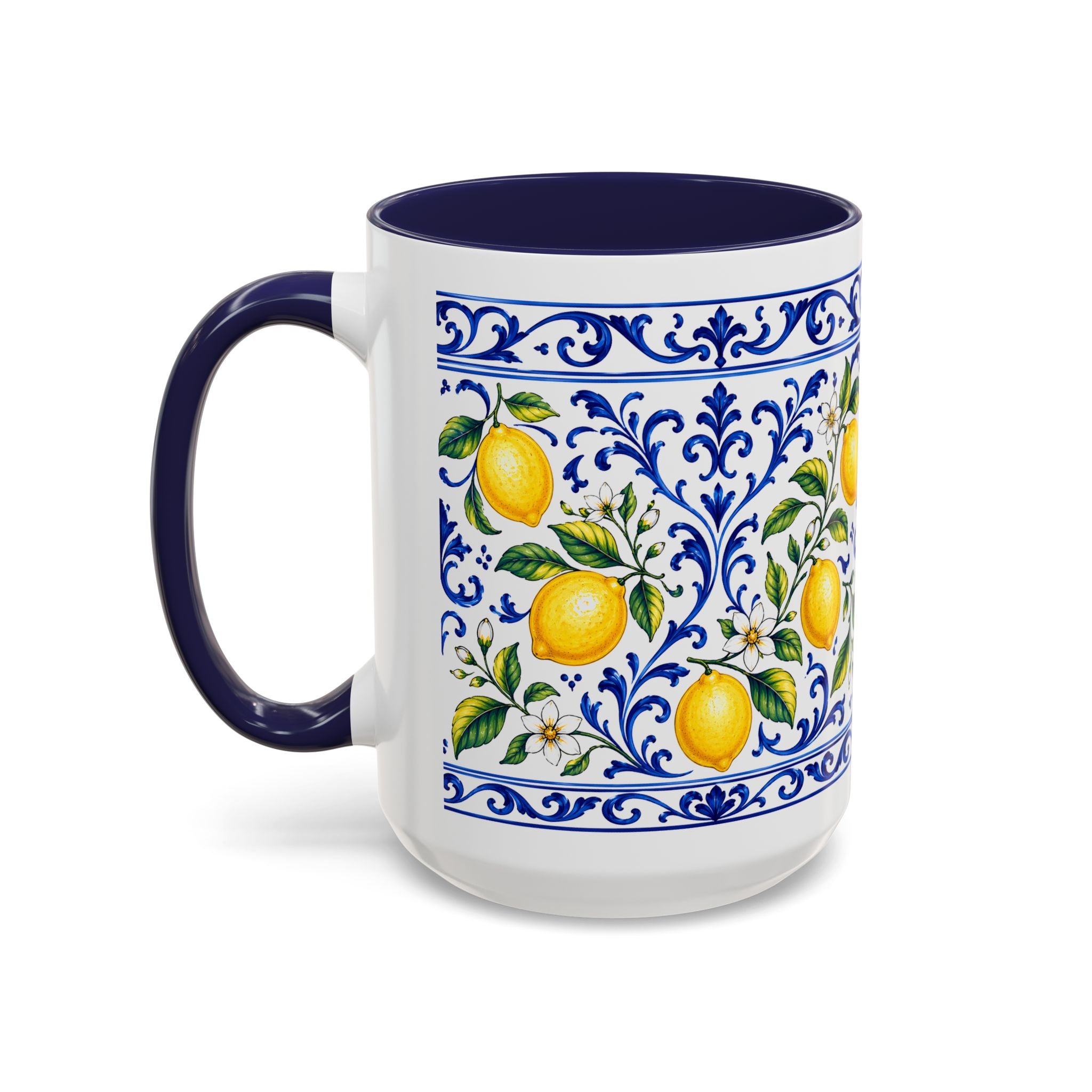 Little Italy Amalfi Blue with Lemon Mug — Blue Ceramic Kitchen Mug (11oz)