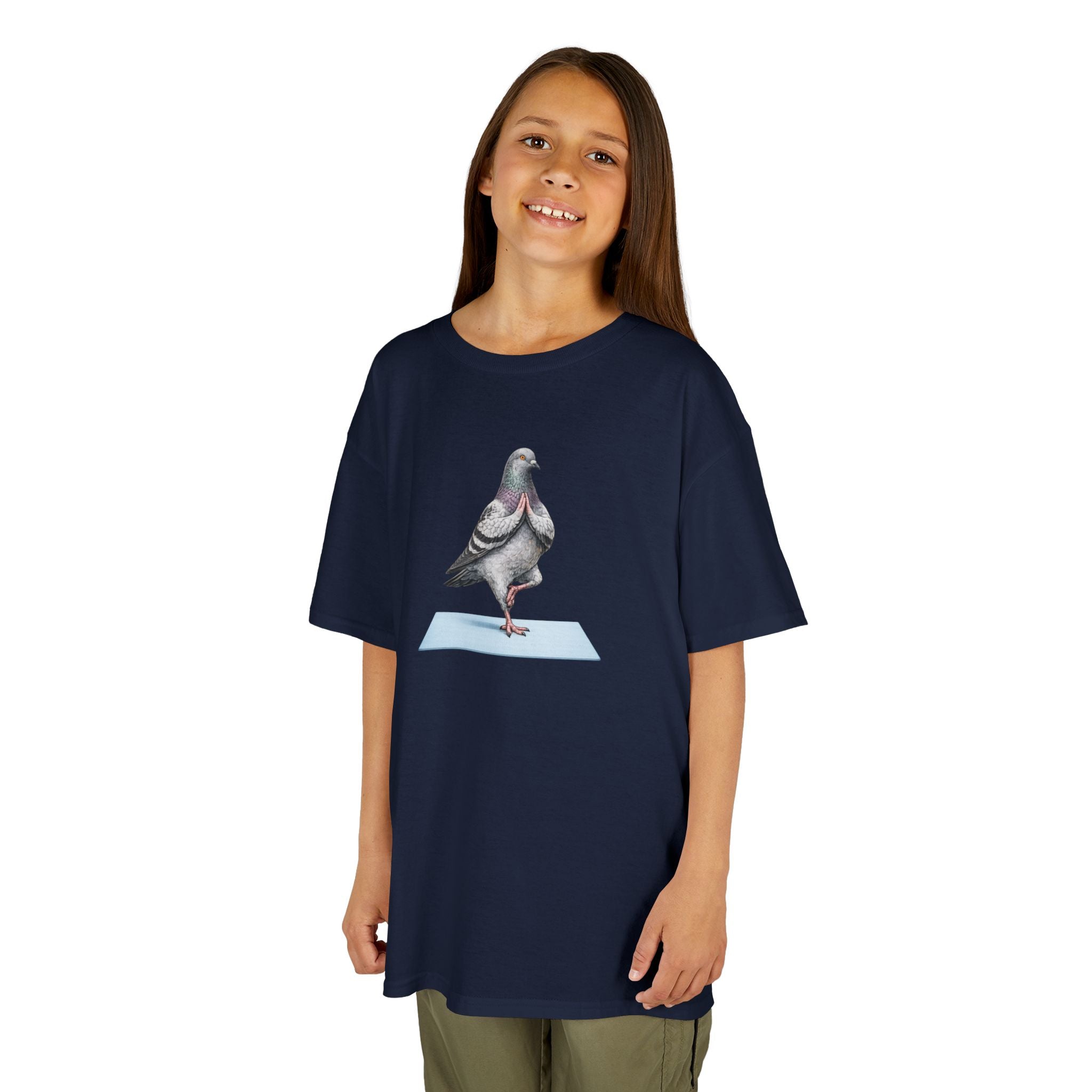 Customizable Central Park NYC Pigeon Kids Yoga Tee — Cute Bird Yoga T-Shirt for Children