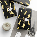 NYC Architecture Gold on Black Pattern Gift Wrap Paper | Iconic New York Buildings Empire State Chrysler Flatiron Wrapping Paper