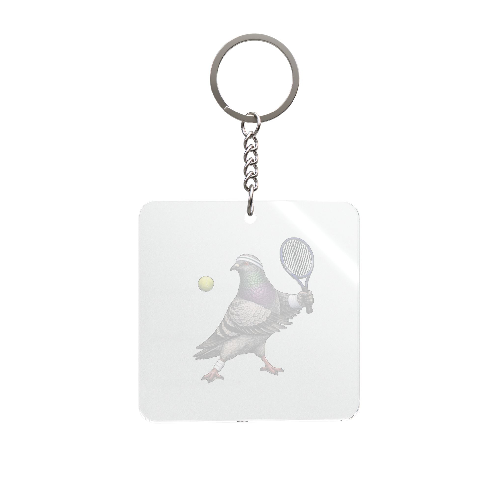 Customizable Forest Hills NYC Pigeon Square Keychain | Queens Tennis Bird Lovers Keyring Gift
