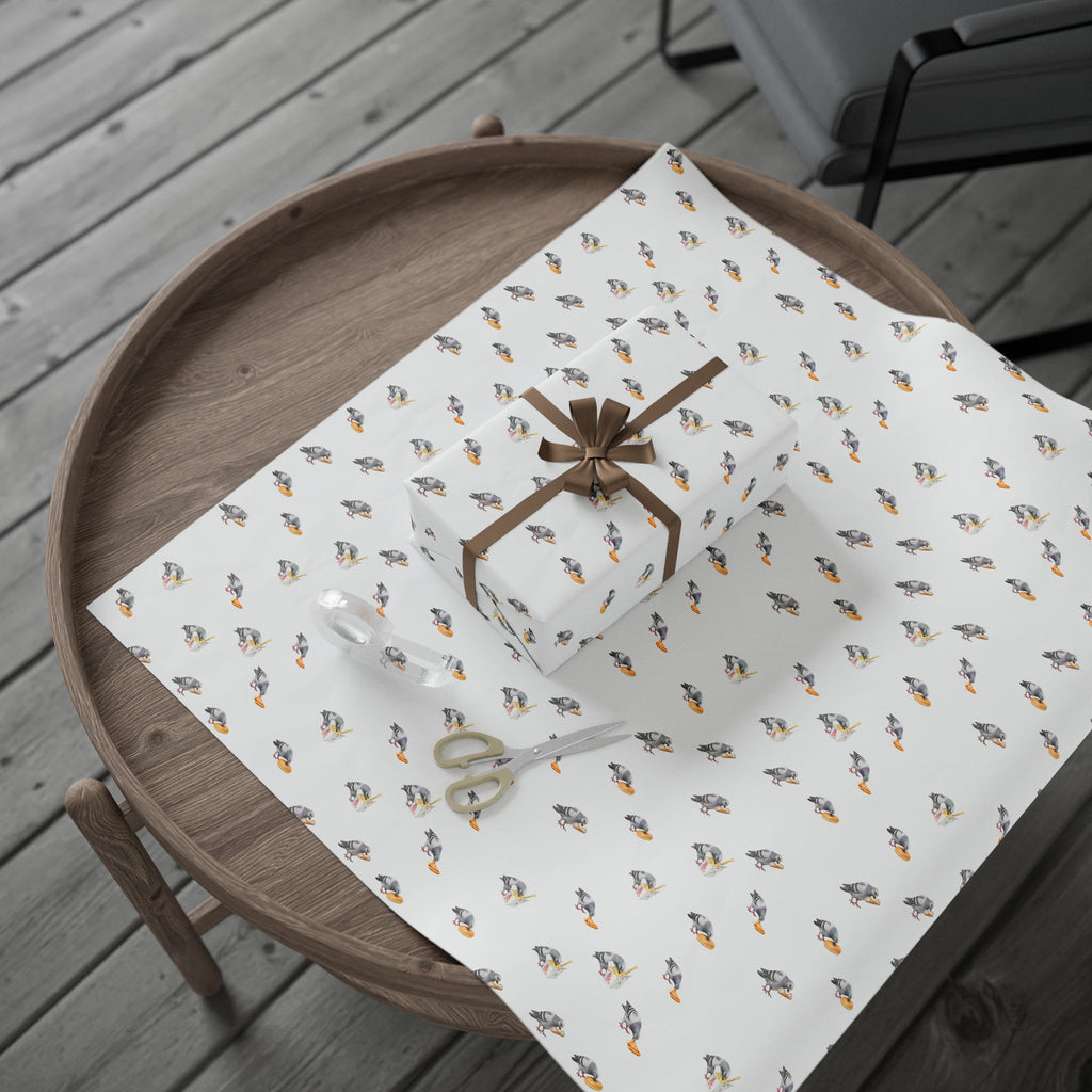 Foodie NYC Pigeons Pattern Gift Wrap Paper | New York Food Influencer Bird Lover Wrapping Paper Roll