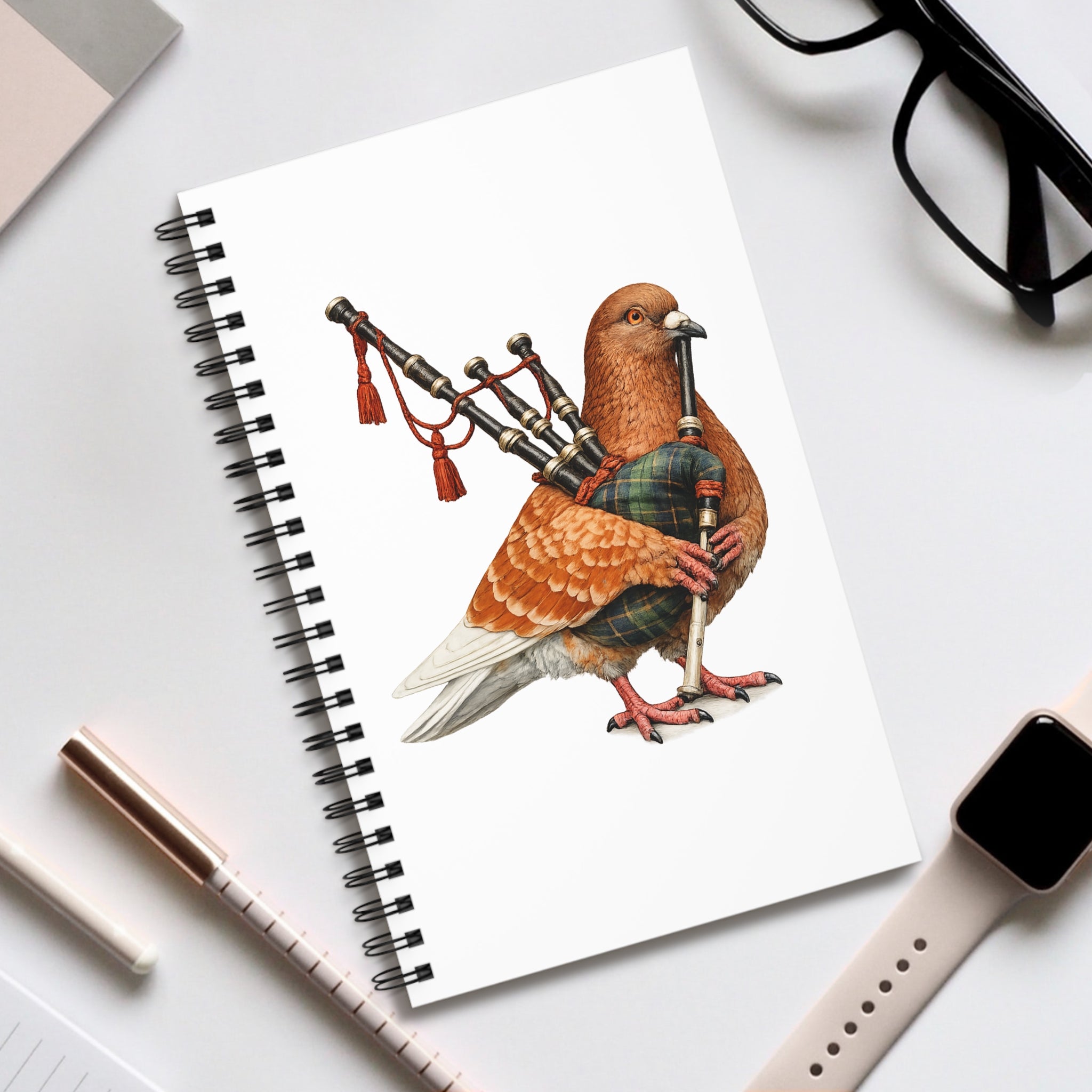 Customizable Woodlawn NYC Pigeon Spiral Journal | Bronx Redheaded Irish Bagpipe Bird Lovers Notebook