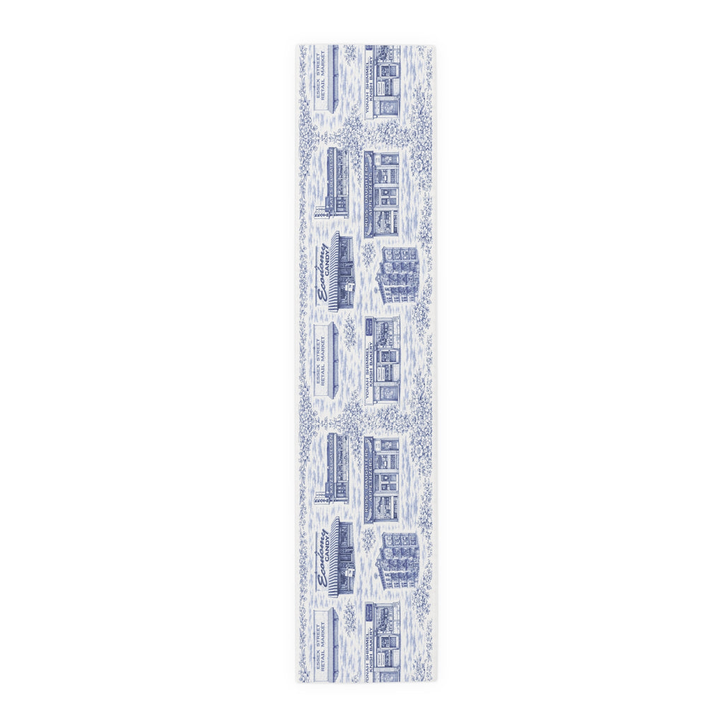 Blue Toile de Jouy Lower East Side Table Runner —  NYC Chinoiserie Dining Table Decor