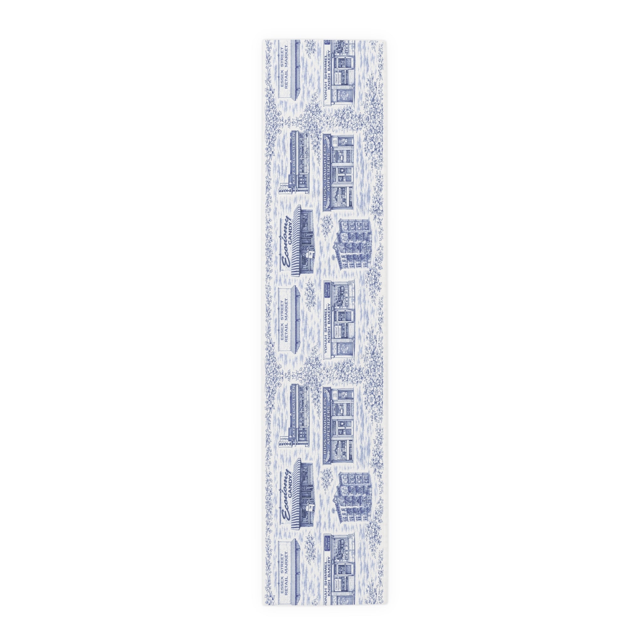 Blue Toile de Jouy Lower East Side Table Runner —  NYC Chinoiserie Dining Table Decor