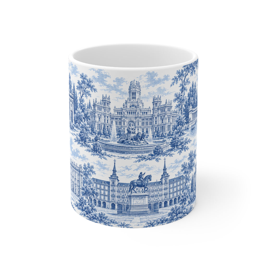 Madrid Blue Toile de Jouy Ceramic Mug — (11oz; Ships from Europe)