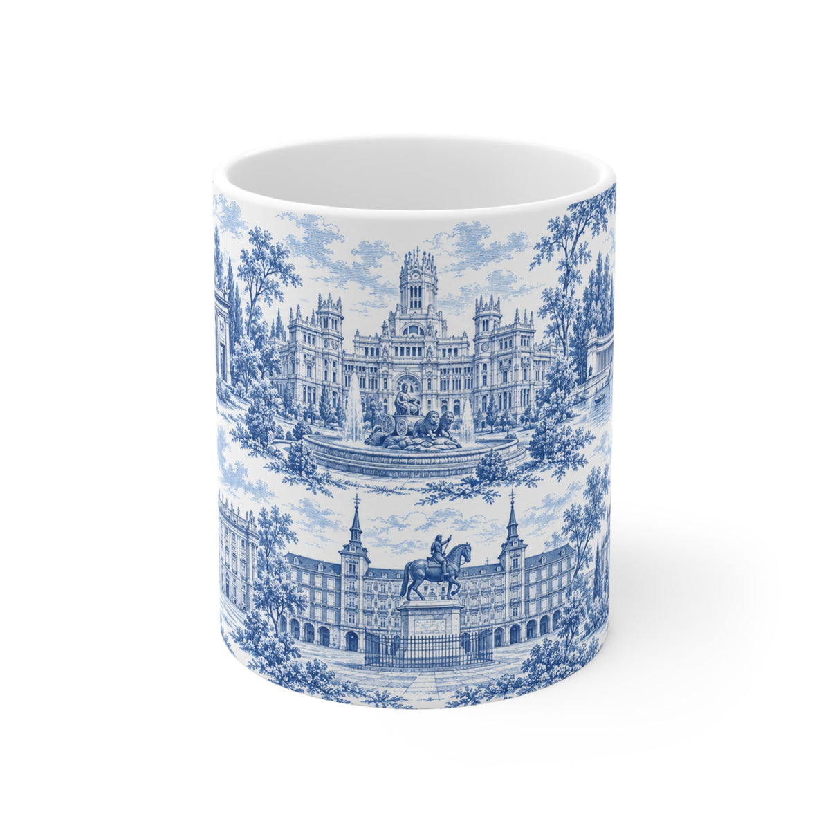 Madrid Blue Toile de Jouy Ceramic Mug — (11oz; Ships from Europe)