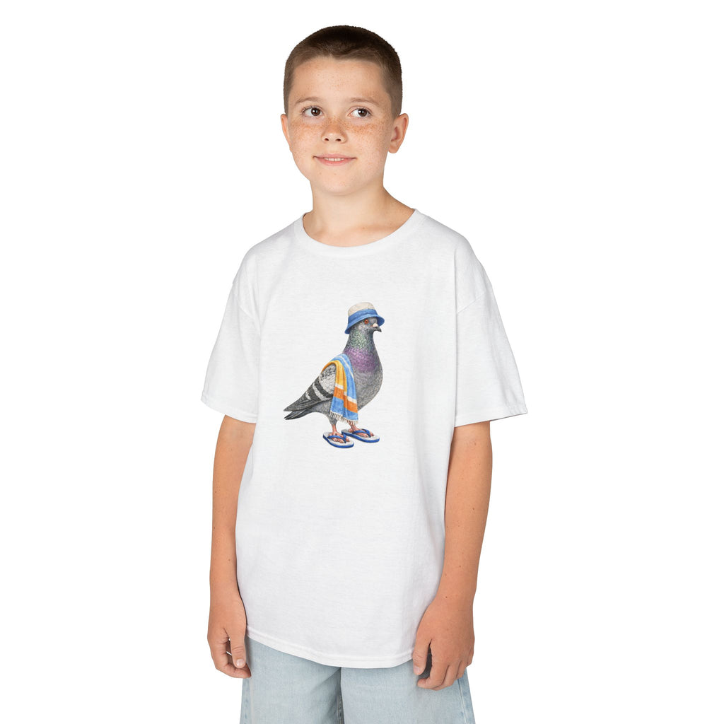 Customizable Coney Island NYC Pigeon Kid Tee —  Cute Bird Beach Bum T-Shirt for Children