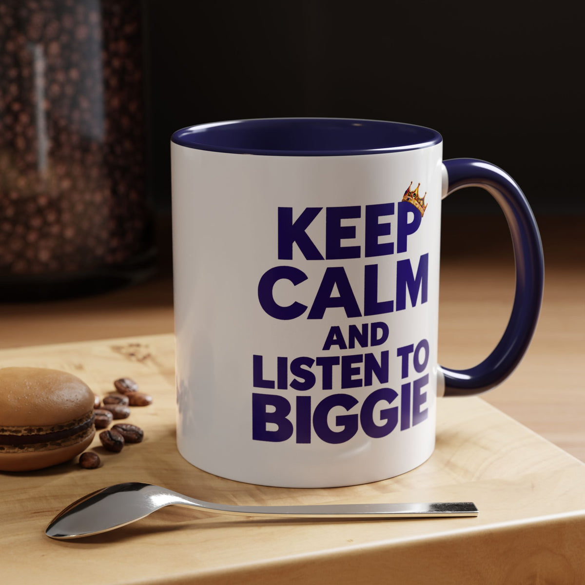 Keep Calm and Listen to Biggie Blue Mug — 11oz & 15oz Ceramic Coffee Cup