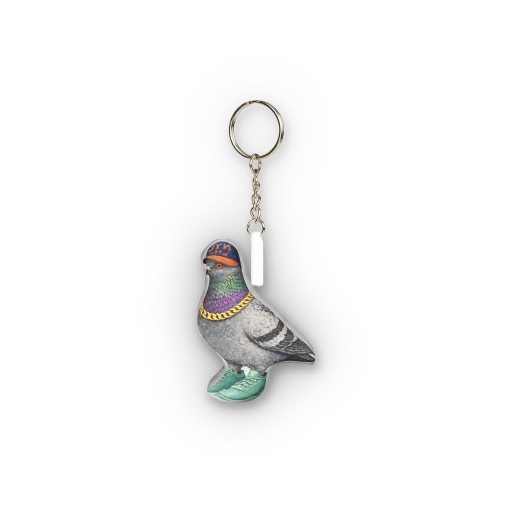 Manhattan NYC Pigeon Mini Plush Keychain | New York Basketball Fan Bird Lovers Plushie Bag Charm