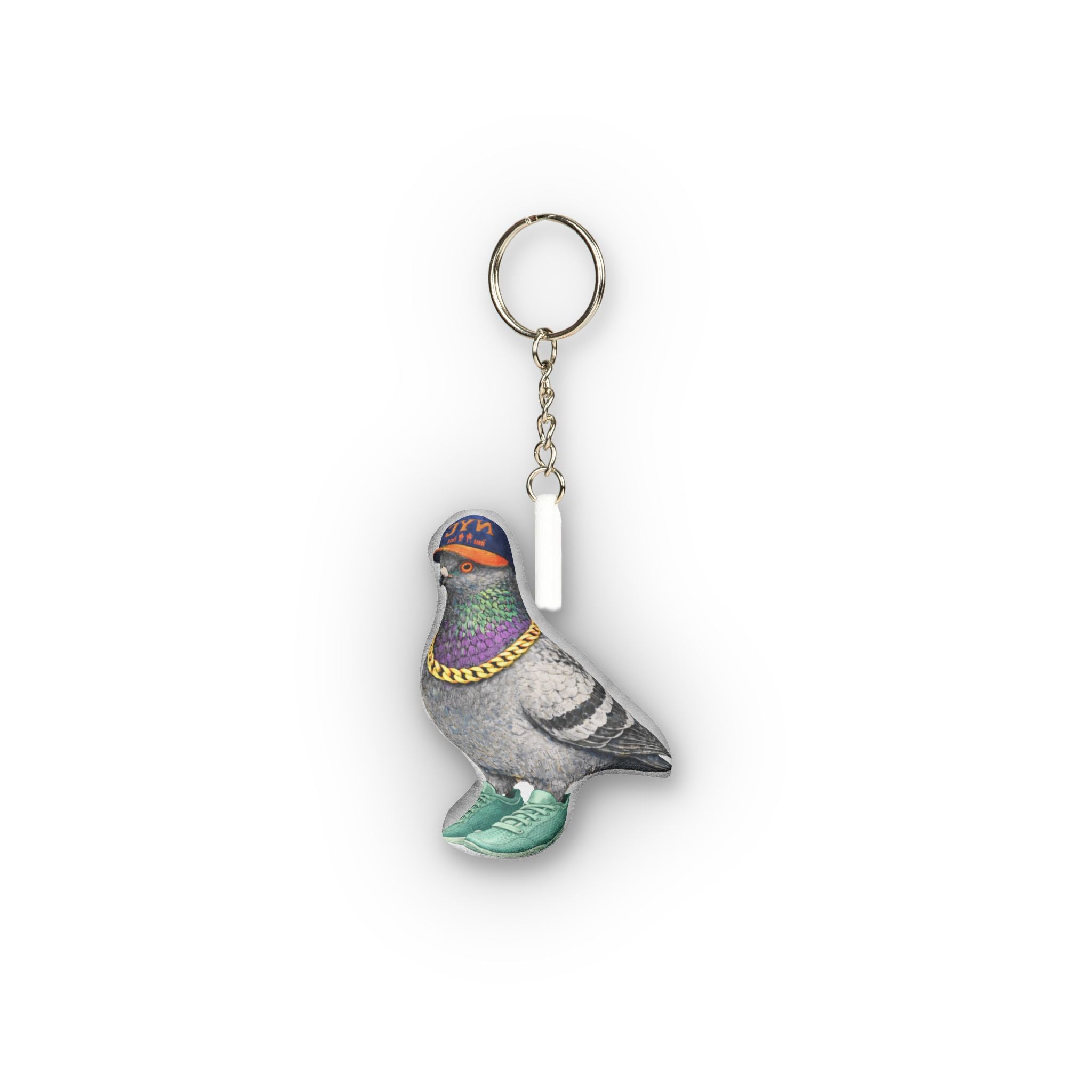 Manhattan NYC Pigeon Mini Plush Keychain | New York Basketball Fan Bird Lovers Plushie Bag Charm