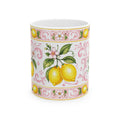 Little Italy Amalfi Pink with Lemon Mug — Italian Mediterranean Pattern Coffee Cup (11oz)