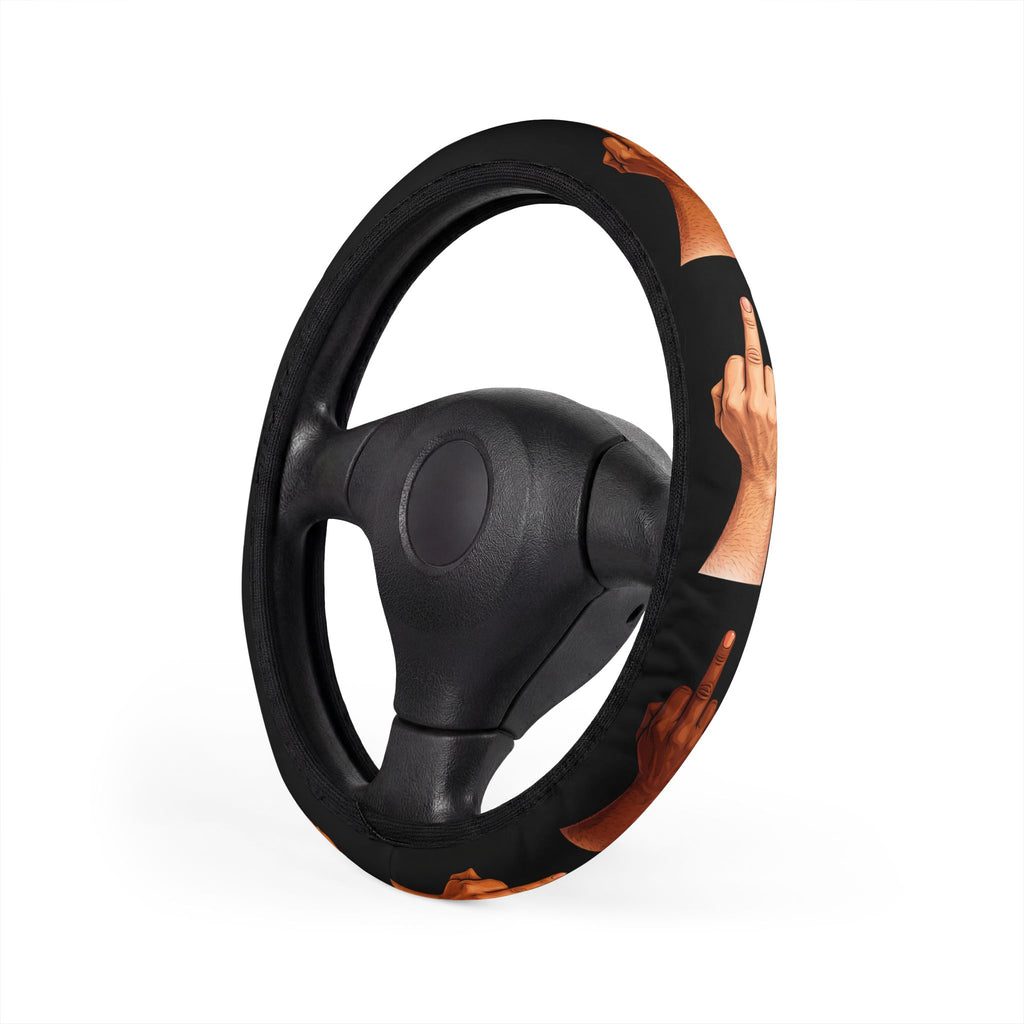 NYC Driver Steering Wheel Cover — Road Rage Flipping the Bird Car Accessory