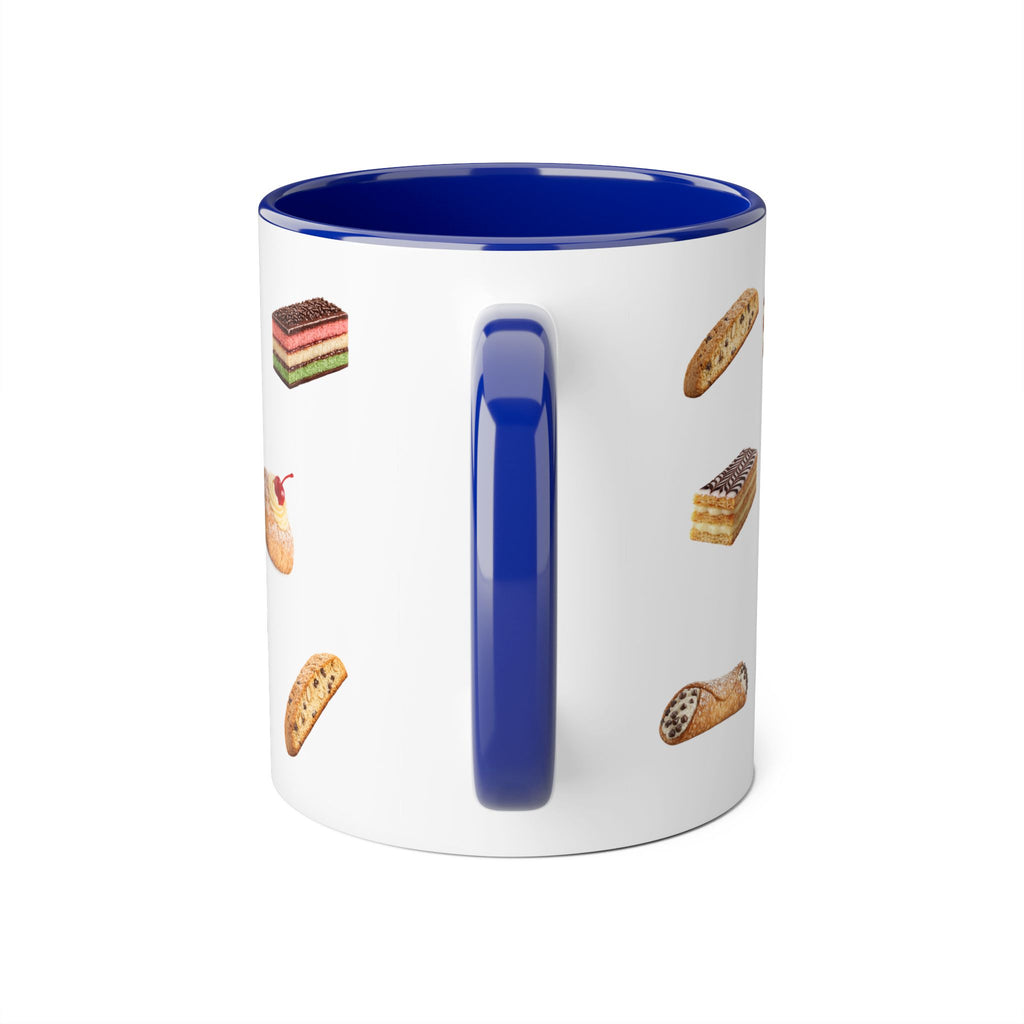 NYC Italian Bakery Pattern Mug | Cannoli Rainbow Cookie Zeppoli Tiramisu Biscotti Napoleon 11oz Ceramic Coffee Cup