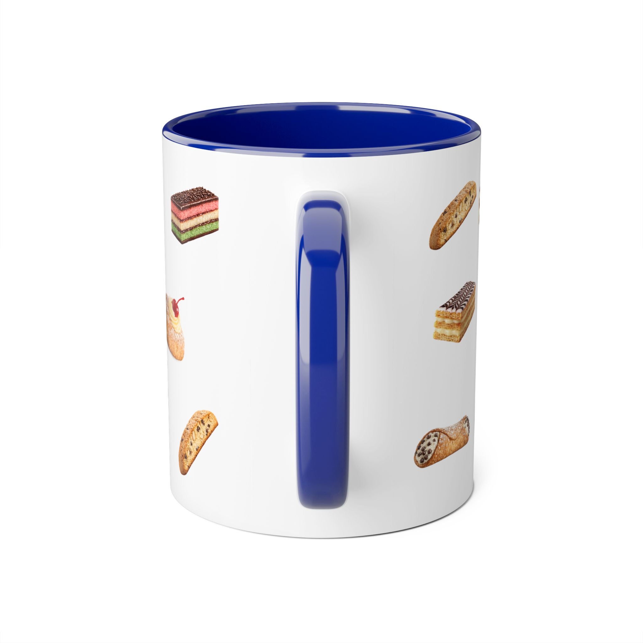 NYC Italian Bakery Pattern Mug | Cannoli Rainbow Cookie Zeppoli Tiramisu Biscotti Napoleon 11oz Ceramic Coffee Cup